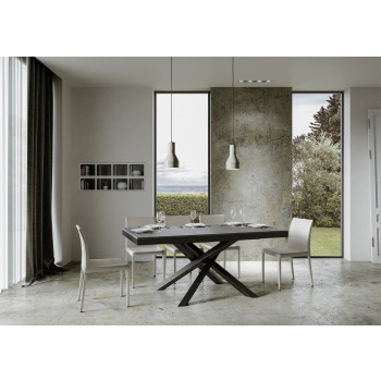 Volantis Evolution table with anthracite legs and frame D.90 - Extendable table 180/284x90 cm Volantis Evolution white ash with anthracite frame and legs