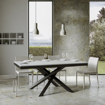 Volantis Evolution table with anthracite legs and frame D.90 - Extendable table 180/284x90 cm Volantis Evolution white ash with anthracite frame and legs