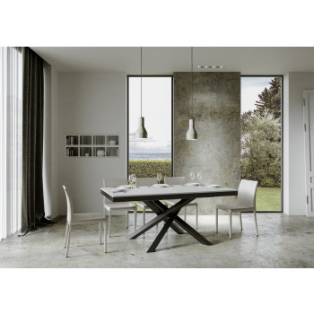 Volantis Evolution table with anthracite legs and frame D.90 - Extendable table 180/284x90 cm Volantis Evolution white ash with anthracite frame and legs