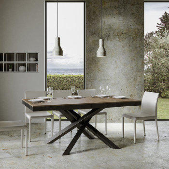 Volantis Evolution table with anthracite legs and frame D.90 - Extendable table 180/440x90 cm Volantis Evolution white ash with anthracite frame and legs