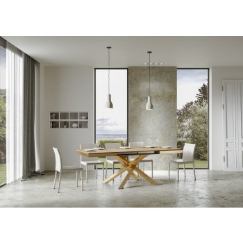 Volantis Evolution table with gold frame - Extendable table 90x120/380 cm Volantis Evolution White Ash with gold frame
