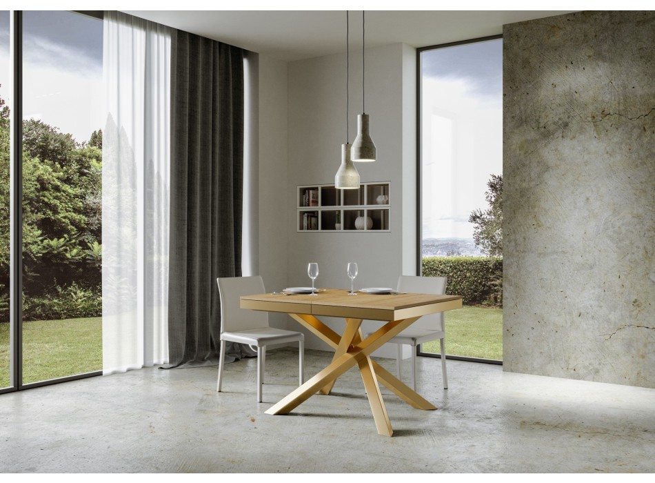 Volantis Evolution table with gold frame - Extendable table 90x120/380 cm Volantis Evolution White Ash with gold frame