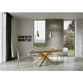 Volantis Evolution table with gold frame - Extendable table 90x180/284 cm Volantis Evolution White Ash with gold frame