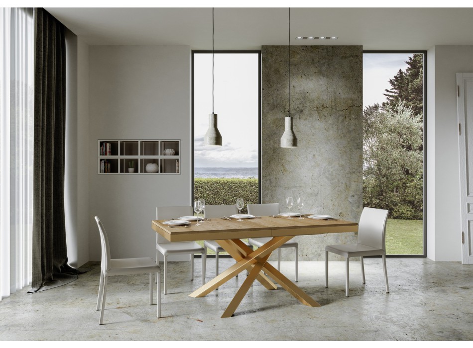 Volantis Evolution table with gold frame - Extendable table 90x180/440 cm Volantis Evolution White Ash with gold frame