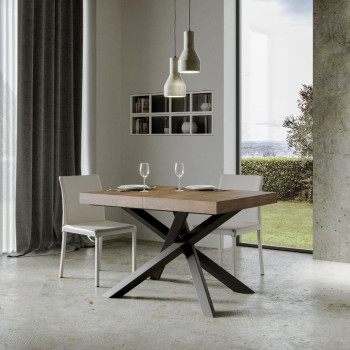Volantis table with anthracite legs D.90 - Extendable table 130/234x90 cm Volantis white ash with anthracite legs