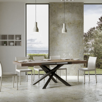 Volantis table with anthracite legs D.90 - Extendable table 130/234x90 cm Volantis white ash with anthracite legs