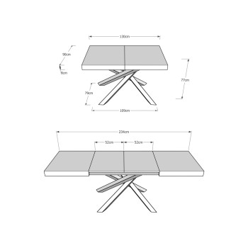 Volantis table with anthracite legs D.90 - Extendable table 130/234x90 cm Volantis white ash with anthracite legs
