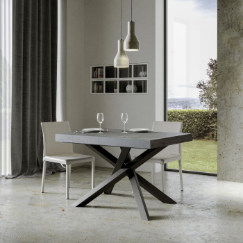 Volantis table with anthracite legs D.90 - Extendable table 140/244x90 cm Volantis white ash with anthracite legs