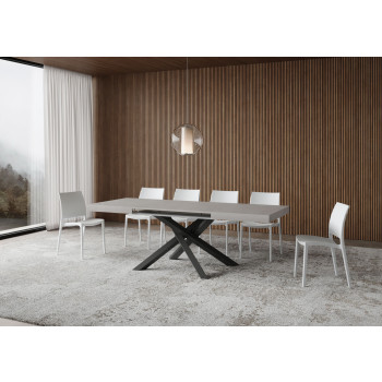 Volantis table with anthracite legs D.90 - Extendable table 140/244x90 cm Volantis white ash with anthracite legs