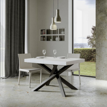 Volantis table with anthracite legs D.90 - Extendable table 140/400x90 cm Volantis white ash with anthracite legs
