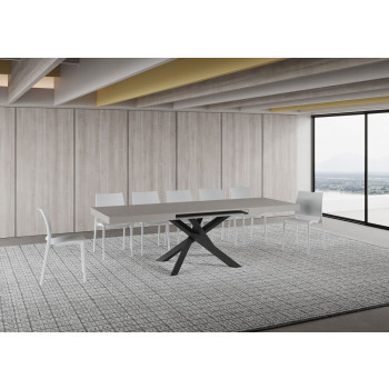 Volantis table with anthracite legs D.90 - Extendable table 160/420x90 cm Volantis white ash with anthracite legs