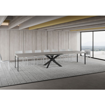 Volantis table with anthracite legs D.90 - Extendable table 160/420x90 cm Volantis white ash with anthracite legs