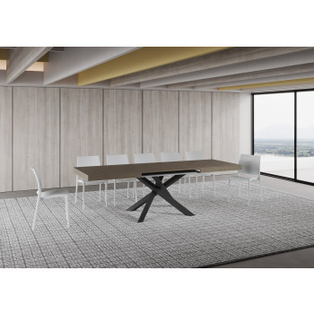 Volantis table with anthracite legs D.90 - Extendable table 160/420x90 cm Volantis white ash with anthracite legs