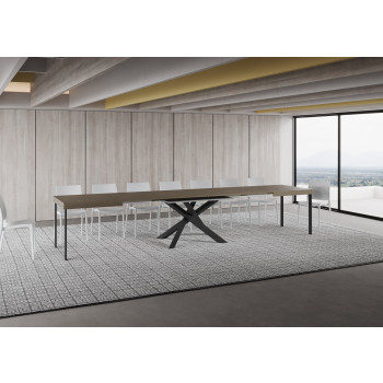 Volantis table with anthracite legs D.90 - Extendable table 160/420x90 cm Volantis white ash with anthracite legs