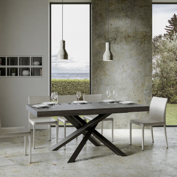 Volantis table with anthracite legs D.90 - Extendable table 180/284x90 cm Volantis white ash with anthracite legs
