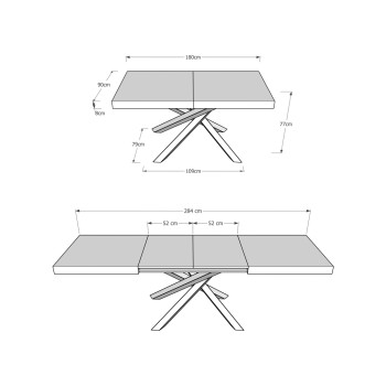 Volantis table with anthracite legs D.90 - Extendable table 180/284x90 cm Volantis white ash with anthracite legs