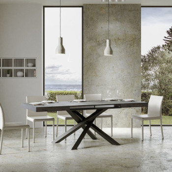 Volantis table with anthracite legs D.90 - Extendable table 180/440x90 cm Volantis white ash with anthracite legs