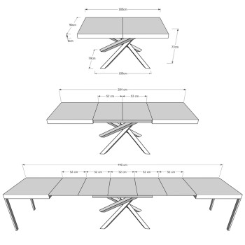 Volantis table with anthracite legs D.90 - Extendable table 180/440x90 cm Volantis white ash with anthracite legs