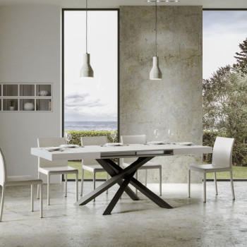 Volantis table with anthracite legs D.90 - Extendable table 200/460x90 cm Volantis white ash with anthracite legs
