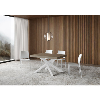 Volantis table with white legs D.90 - Extendable table 120/380x90 cm Volantis white ash with white legs