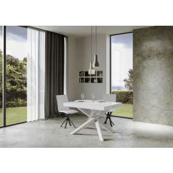 Volantis table with white legs D.90 - Extendable table 130/234x90 cm Volantis white ash with white legs