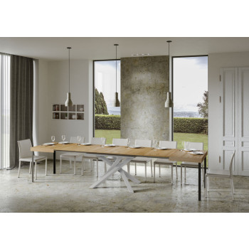 Volantis table with white legs D.90 - Extendable table 130/390x90 cm Volantis white ash with white legs