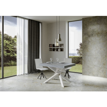 Volantis table with white legs D.90 - Extendable table 130/390x90 cm Volantis white ash with white legs