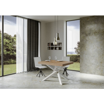 Volantis table with white legs D.90 - Extendable table 130/390x90 cm Volantis white ash with white legs