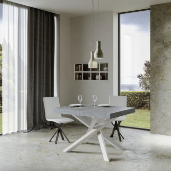 Volantis table with white legs D.90 - Extendable table 140/400x90 cm Volantis white ash with white legs