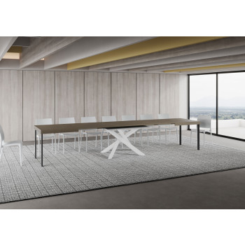 Volantis table with white legs D.90 - Extendable table 160/420x90 cm Volantis white ash with white legs