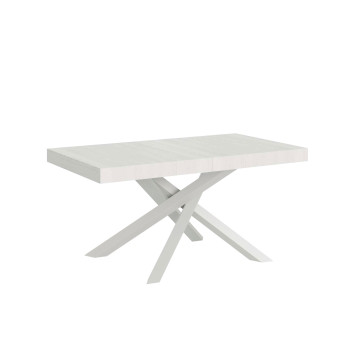 Volantis table with white legs D.90 - Extendable table 160/420x90 cm Volantis white ash with white legs