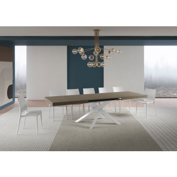 Volantis table with white legs D.90 - Extendable table 180/284x90 cm Volantis white ash with white legs