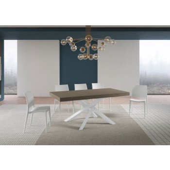 Volantis table with white legs D.90 - Extendable table 180/440x90 cm Volantis white ash with white legs
