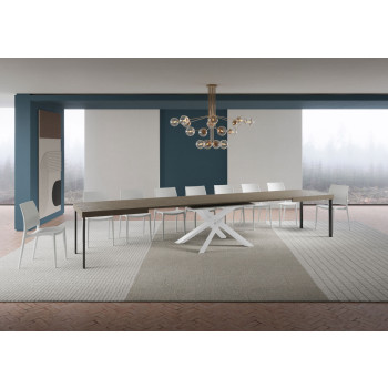 Volantis table with white legs D.90 - Extendable table 180/440x90 cm Volantis white ash with white legs