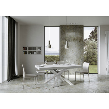 Volantis table with white legs D.90 - Extendable table 200/304x90 cm Volantis white ash with white legs
