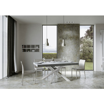 Volantis table with white legs D.90 - Extendable table 200/460x90 cm Volantis white ash with white legs