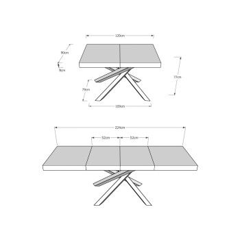 Volantis Premium Color 4/A table P.90 - Extendable table 120/224x90 cm Volantis Premium white ash multicolored legs 4/A