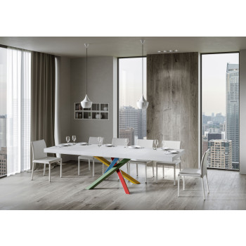 Volantis Premium Color 4/B table P.90 - Extendable table 160/420x90 cm Volantis Premium white ash multicolored legs 4/B