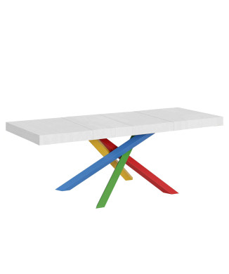 Volantis Premium Color 4/B table P.90 - Extendable table 160/420x90 cm Volantis Premium white ash multicolored legs 4/B