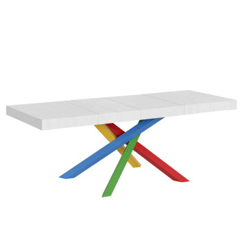 Volantis Premium Color 4/B table P.90 - Extendable table 160/420x90 cm Volantis Premium white ash multicolored legs 4/B