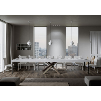 Volantis Premium Color 4/C table P.90 - Extendable table 130/390x90 cm Volantis Premium white ash multicolored legs 4/C