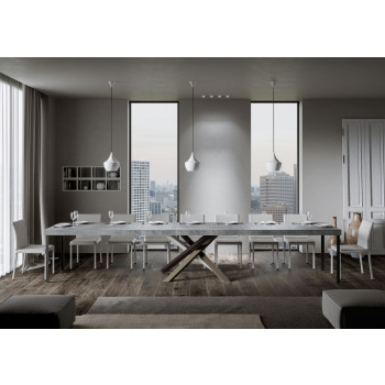 Volantis Premium Color 4/C table P.90 - Extendable table 200/460x90 cm Volantis Premium white ash multicolored legs 4/C