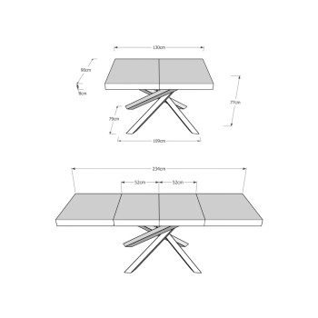 Volantis Premium table anthracite legs P.90 - Extendable table 130/234x90 cm Volantis Premium white ash anthracite legs