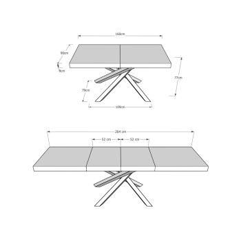 Volantis Premium table anthracite legs P.90 - Extendable table 160/264x90 cm Volantis Premium white ash anthracite legs
