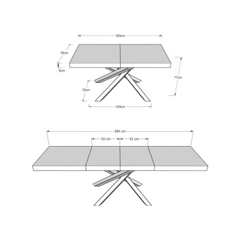 Volantis Premium table anthracite legs P.90 - Extendable table 180/284x90 cm Volantis Premium white ash anthracite legs