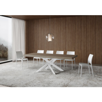Volantis Premium table with white legs D.90 - Extendable table 120/380x90 cm Volantis Premium white ash with white legs