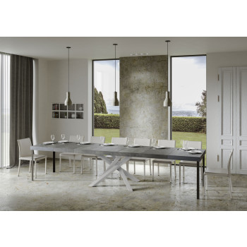 Volantis Premium table with white legs D.90 - Extendable table 130/390x90 cm Volantis Premium white ash with white legs