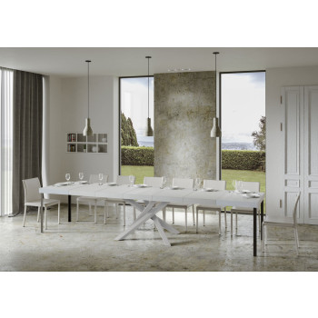 Volantis Premium table with white legs D.90 - Extendable table 130/390x90 cm Volantis Premium white ash with white legs