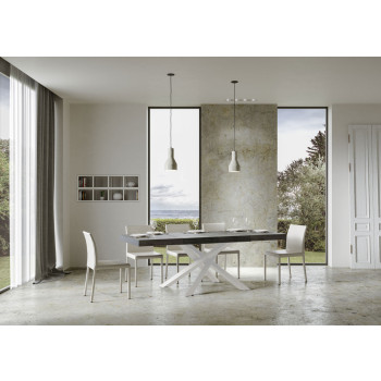 Volantis Premium table with white legs D.90 - Extendable table 140/244x90 cm Volantis Premium white ash with white legs