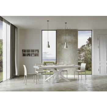 Volantis Premium table with white legs D.90 - Extendable table 140/244x90 cm Volantis Premium white ash with white legs